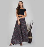 RATAN Women’s Georgette Flared Freesize Sharara Palazzo Pant with Lining M Maroon