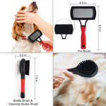 Wisedog Pet Grooming Tool Kit Dogs Cats Pin & Bristle Brush Cleaning Slicker Brush Dematting Comb Nail Clipper & File Hair Removal Mitts Flea Comb Double Grooming Comb 8-Piece