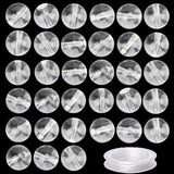 100Pcs Natural Crystal Beads Stone Gemstone Round Loose Energy Healing Beads with Free Crystal Stretch Cord for Jewelry Making (Clear Crystal, 8MM) Clear Crystal