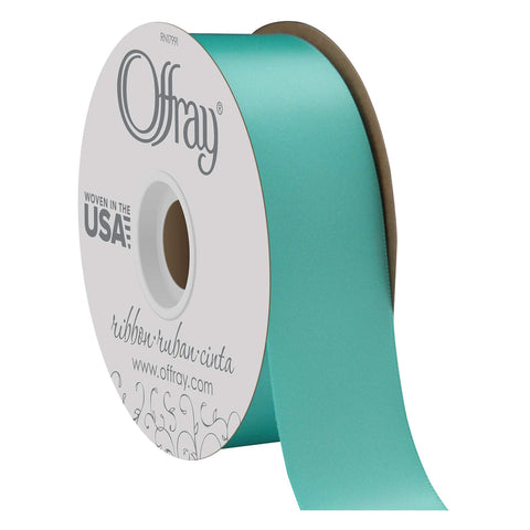 Offray Berwick 1.5" Wide Double Face Satin Ribbon, Navajo Turquoise Blue, 50 Yds 50 Yards Solid