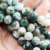 Agate Natural Gemstone Beads for Making Jewellery Energy Healing Crystals Jewelry Chakra Crystal Jewelry Beading Supplies Tree Agate 10mm 15.5inch About 36-40 Beads