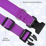FunTags Reflective Dog Collar, Sturdy Nylon Collars for Small Girl and Boy Dogs, Adjustable Dog Collar with Quick Release Buckle, Purple Small (Pack of 1)