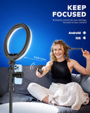 Kaiess 10.2" Selfie Ring Light with 65" Adjustable Tripod Stand & Phone Holder for Live Stream/Makeup, Upgraded Dimmable LED Ringlight for Tiktok/YouTube/Zoom Meeting/Photography White