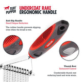 Tuff Pupper Dog Undercoat Rake Tool | Easily & Safely Remove Dead, Matted Or Knotted Hair | Ergonomic Dematting Comb For Thick Coats | Non-Slip Safety Handle Provides Precision Control Against Knots Dematting Rake