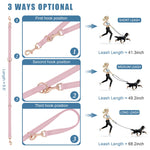 Soft Leather Dog Collar and Leash (6.6') Set - Stylish Rose Gold Heavy Duty Metal Buckle, 4 Adjustable Lengths Leash for Small Medium Large Dogs - Comfortable & Easy to Clean Pink S(12.2"-16.9") S(12.2"-16.9")