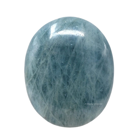 Aquamarine Palm Stone - Massage Worry Stone for Natural Body Chakra Balancing, Reiki Healing and Crystal Grid Aquamarine