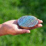 Orgonite Crystal Water Charging Plate –Chakra Balancing Coaster and Positive Energy Generator Flower of Life and with 7 Healing Crystals for E Energy Protection(4 Inch Diameter)