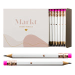MARKT Mini Heart Pencils for Bridal Shower Games & Wedding Favors, Small White Pencils With Rose Gold Foil for Party Prizes or Gifts for Guests, Pre Sharpened Golf Pencils With Erasers (30 Pack) White with Rose-Gold Heart