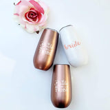 Bride to Be Champagne Flute | 6 oz Bride Tribe Stainless Steel Wine Tumblers | Bridal Shower Gift, Bridesmaid Proposal Box, Bachelorette Party Supplies | Bridal Party Rose Gold Cups & Bridesmaid Cups 6 Count (Pack of 1) Bride Tribe (Set of 6)