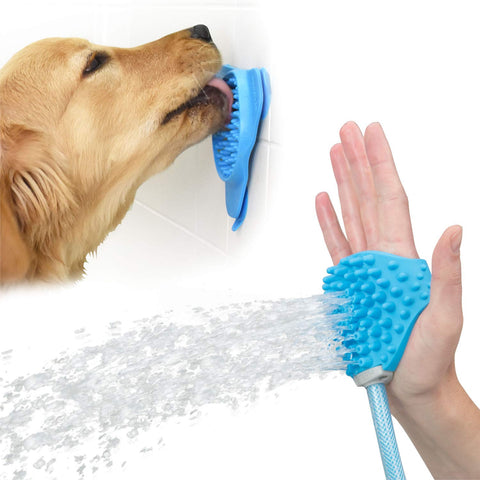 Aquapaw Dog Bathing Tool and Slow Treater Combo - Lick Mat Suctions to The Wall or Floor for Anxiety-Free Pet Grooming - Sprayer and Scrubber Works with Indoor Shower or Outdoor Garden Hose