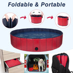 Decorlife 55" x 12" Foldable Hard Plastic Pool for Dogs, Multi-Use Pet Tub for Bathing, Swimming, Wading - Sturdy PVC Material, Red