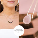 SoulKu Handcrafted Necklace, Empowerment Jewelry With Healing Crystal, Inspirational Jewelry For Women, Mom & Sister Gifts, 2" Extender With Lobster Clasp, 16" Nylon Cord (Love, Rose Quartz) Rose Quartz - Love