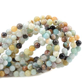 80Pcs Natural Crystal Beads Stone Gemstone Round Loose Energy Healing Beads with Free Crystal Stretch Cord for Jewelry Making (Multi-Color Amazonite, 10mm) Multi-Color Amazonite