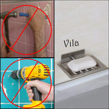 Vila Dog Shower Soap Bar Stainless Steel Holder, Wall-Mounted Shower Dish for Dogs, Cats, Dove and Ferrets, Self-Adhesive with Suction, Stainless Steel