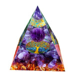 WEIENSC Orgone Pyramid - Healing Crystals Pyramid and Healing Stones, Crystal Stone Energy Generator for Yoga Reiki Meditaion Blanacing Chakra 1#tree of Life - Amethyst
