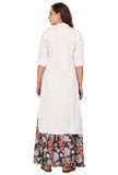 Pistaa's Women's White Solid Cotton Kurta with Two Patch Pockets