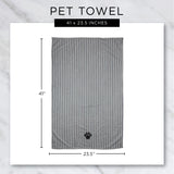 Bone Dry Pet Grooming Towel Collection Absorbent Microfiber X-Large, 41x23.5", Striped Hunter Green 41x23.5"
