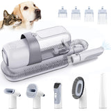 Dog Grooming Kit Low Noise, Pet Grooming Clippers 2.3L Vacuum Suction 99% Pet Hair with 5 Grooming Tools for Dog Cat Vacuum for Shedding Grooming (Grey & White) Grey & White