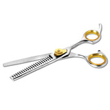 Sharf Professional Thinning Scissors: Sharp 440c Japanese Steel Chunkers Shear 6.5" 22 Teeth Gold Touch Dog Grooming Scissors Texturizing Scissors w/Easy Grip Handles| Must-Have Groomers & Home Groom
