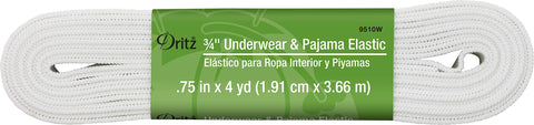 Dritz 3/4" Underwear & Pajama Elastic, Wide & 4-Yards, White