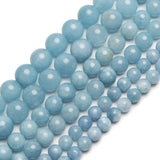 70PCS Natural 8MM Healing Gemstone, Synthetic Aquamarine Energy Stone Round Loose Beads, Semi-Precious Crystal Beads with Free Elastic String for Jewelry Making DIY