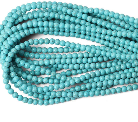Asingeloo Howlite Turquoise Round Loose Beads Gemstone 15 Inch 6mm Crystal Energy Stone Healing Power for Jewelry Making