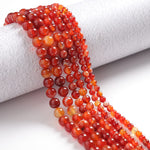 60pcs 6mm Natural Stone Beads Red Carnelian Striped Agate Beads Energy Crystal Healing Power Gemstone for Jewelry Making, DIY Bracelet Necklace