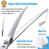 6.5 Inch Downward Curved Dog Grooming Scissors Pet Cutting Shears Professional Safety Blunt Tip Trimming Shearing for Dogs Cats Face Paws Limbs 6.5 Inch, 7 Inch Japanese Stainless Steel Silver 6.5"curvedCutting