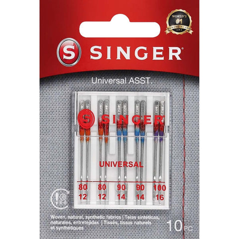 SINGER Regular Point Sewing Machine Needle, Size 80/12, 90/14, 100/16, 10-Count 10.0