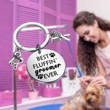 PENQI Dog Groomer Jewelry Dog Groomer Gift Dog Grooming Jewelry Pet Groomer Gift Best Fluffin' Groomer Ever Keychain