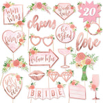 xo, Fetti Bridal Shower, Wedding Photo Booth Props - 20 Pieces, pre-Assembled - Rose Gold Bachelorette Party Decorations, Bride to Be, Miss to Mrs