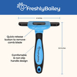 Freshly Bailey Deshedding Brush For Short Haired Dogs & Cats - Cat and Dog Brush For Shedding Short Hair - Highly Effective Deshedder Grooming Comb