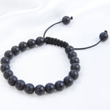 Massive Beads Natural Healing Power Gemstone Crystal Beads Unisex Adjustable Macrame Bracelets 8mm Matte Onyx