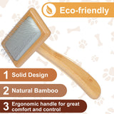 Muse&Iris Dog & Cat brush, Pet Slicker Brush with Bamboo Handle for Large Medium & Short Hair Elegant Grooming Comb for Removing Shedding, Tangles and Dirt