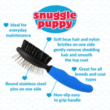 Snuggle Puppy Grooming - Double Sided Brush - Large - Pin and Bristle Brush Combo - Helps Gently Remove Undercoat and Loose Hair from Pets