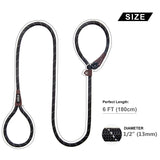 Fida Durable Slip Lead Dog Leash, 6 FT x 1/2" Heavy Duty Dog Loop Leash, Comfortable Strong Rope Slip Leash for Large, Medium Dogs, No Pull Pet Training Leash with Highly Reflective, Black Large(1/2"-6ft)