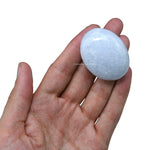 Blue Calcite Celestite Palm Stone - Hot Massage Worry Stone for Natural Body Chakra Balancing, Reiki Healing and Crystal Grid Blue Celestite