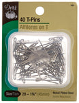 Dritz 101 T Pins, 1-3/4-Inch (40-Count), Nickel 40-Count