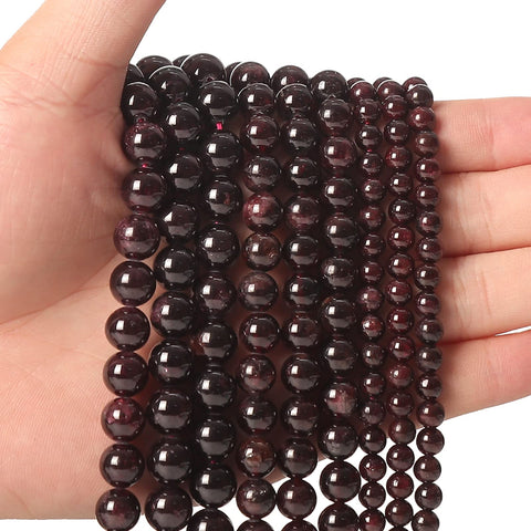 60pcs 6mm Natural Stone Beads Red Garnet Beads Energy Crystal Healing Power Gemstone for Jewelry Making, DIY Bracelet Necklace