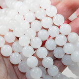 Natural Jade Stone Beads Crystal Beads Energy Healing Crystals Jewelry Chakra Crystal Jewerly Beading Supplies White Jade 10mm 15.5inch About 36-40Beads
