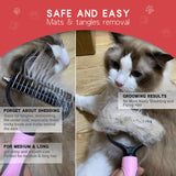 GOESWELL Dog Brush for Shedding Undercoat Rake for Dogs & Cats - Double Sided Brush for Dematting Comb Grooming Tool kit - Nail Clippers & Nail File (Pink(3 Pack)) Pink(3 Pack)