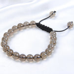 Massive Beads Natural Healing Power Gemstone Crystal Beads Unisex Adjustable Macrame Bracelets 8mm Smoky Quartz