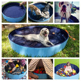Jasonwell Foldable Dog Pet Bath Pool Collapsible Dog Pet Pool Bathing Tub Kiddie Pool for Dogs Cats and Kids (32inch.D x 8inch.H, Blue) S - 32"