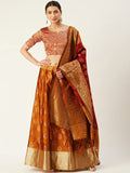 Clarabelle Women's Banarasi Jacquard Silk Semi Stitched Lehenga Choli