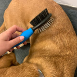 Snuggle Puppy Grooming - Double Sided Brush - Large - Pin and Bristle Brush Combo - Helps Gently Remove Undercoat and Loose Hair from Pets
