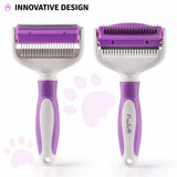 2 in 1 Pet Grooming Tool - Double Sided Deshedding Brush and Dematting Comb - Undercoat Rake for Dogs & Cats Removes Matted Fur, Tangles and Knots Safe & Gentle
