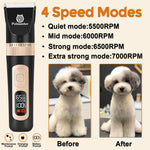 Petsaunter C95Pro Cordless Rechargeable Dog Hair Clipper,Quiet 4-Speed Electric Pet Hair Shaver,Low Noise Professional Grooming Clipper Tools for Small & Large Dogs Cats Pets with Thick & Heavy Coats