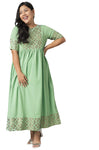 XL LOVE - By Janasya Women's Plus Size Green Poly Crepe Kurta