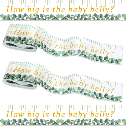 Coume 2 Rolls Baby Shower Measuring Tape 2 Inch x 150 Feet Tummy Measure Belly Game Greenery Measure Tape for Baby Shower Party Favors and Supplies