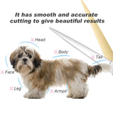 Recubay Dog Cat Scissors for Grooming, Pet Shears for Thick Coats and Matted Hair, Thinner Curved Straight Chunker Stainless Steel Shears (7.0" Straight Gold-Silver) 7" Straight